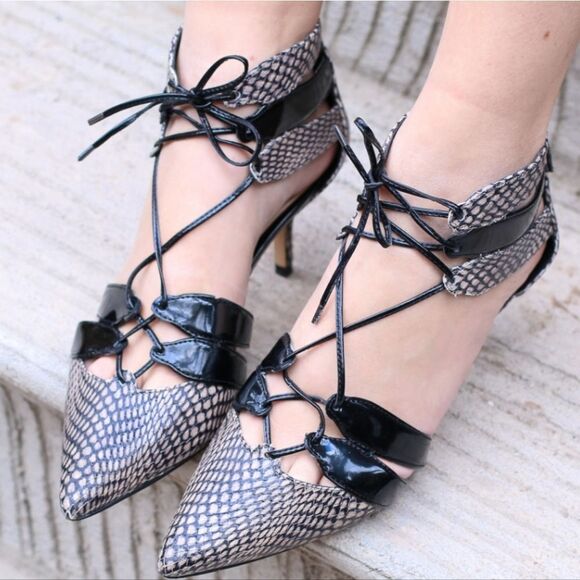 ZARA WOMEN'S KITTEN HEEL LACE-UP MID (2-2.9 in) HEEL HEIGHT WOMEN'S SANDALS - Picture 5 of 16